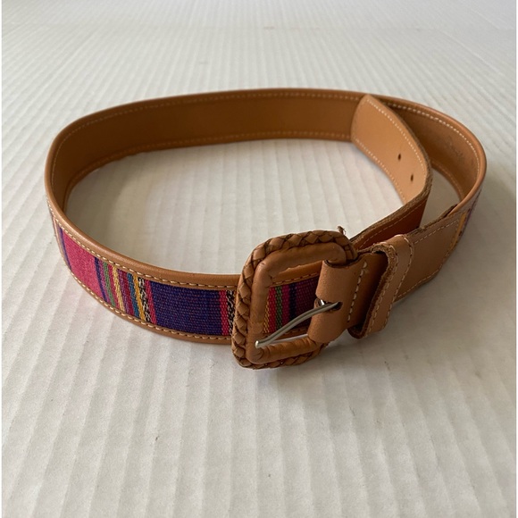 Omega Accessories - Vintage Omega Guatemalan Mayan Cotton Leather Belt Womens Size M Colorful Tribal